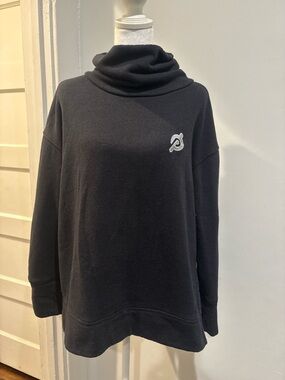 Peloton Black Cowl Neck Sweatshirt with Subtle Logo